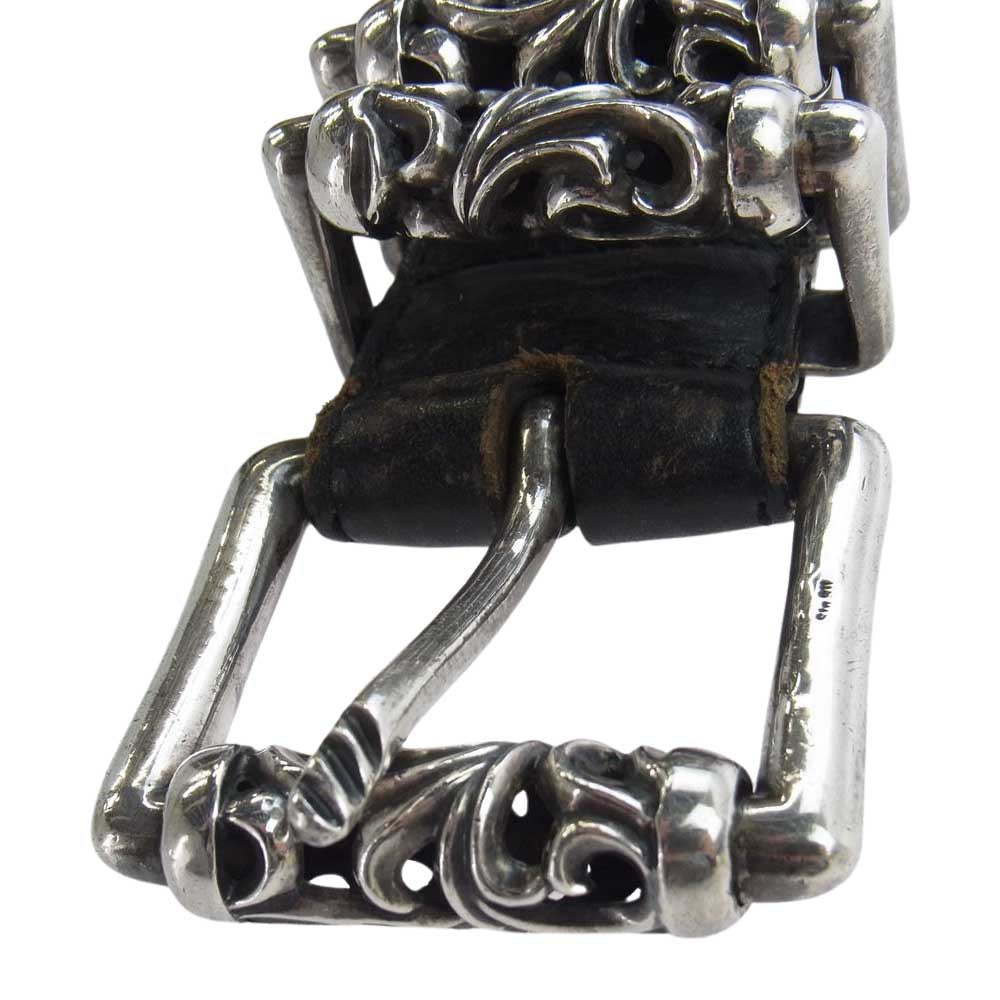 CHROME HEARTS クロムハーツ（原本無） BLT ROLLER2 ケルティック ローラー ダブルピン スクロール レザーベルト ブラック系 34【中古】