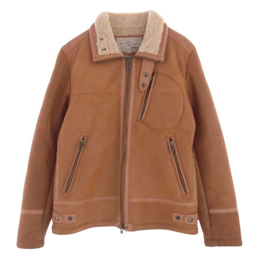 AVIREX アヴィレックス 6151117 MOUTON RIDERS JACKET ムートン ライダース ジャケット ライトブラウン系 L【中古】