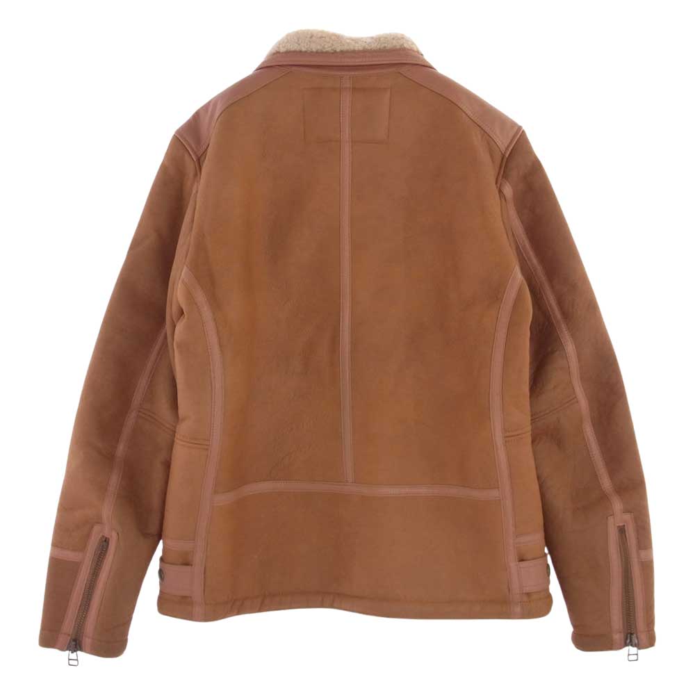 AVIREX アヴィレックス 6151117 MOUTON RIDERS JACKET ムートン ライダース ジャケット ライトブラウン系 L【中古】