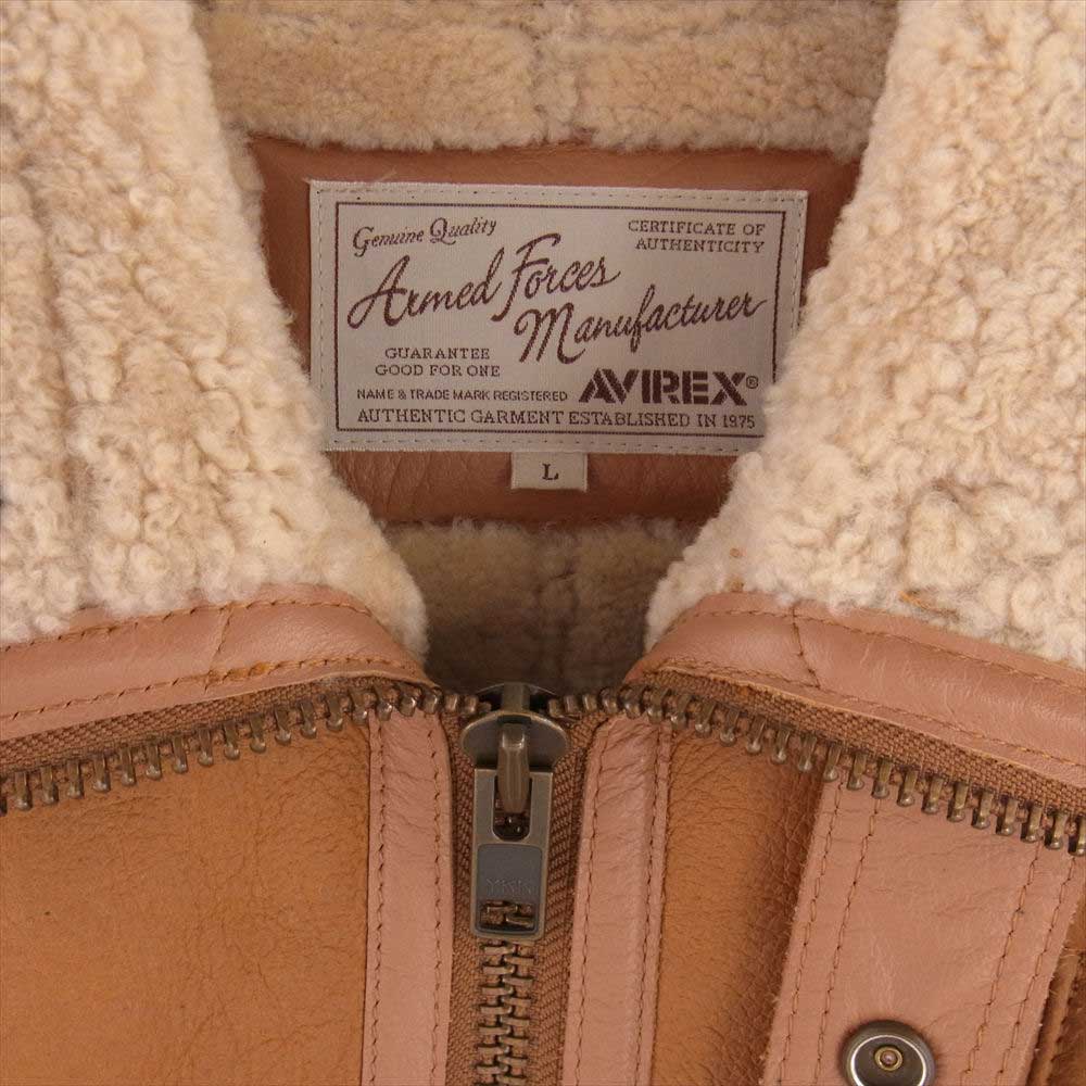 AVIREX アヴィレックス 6151117 MOUTON RIDERS JACKET ムートン ライダース ジャケット ライトブラウン系 L【中古】
