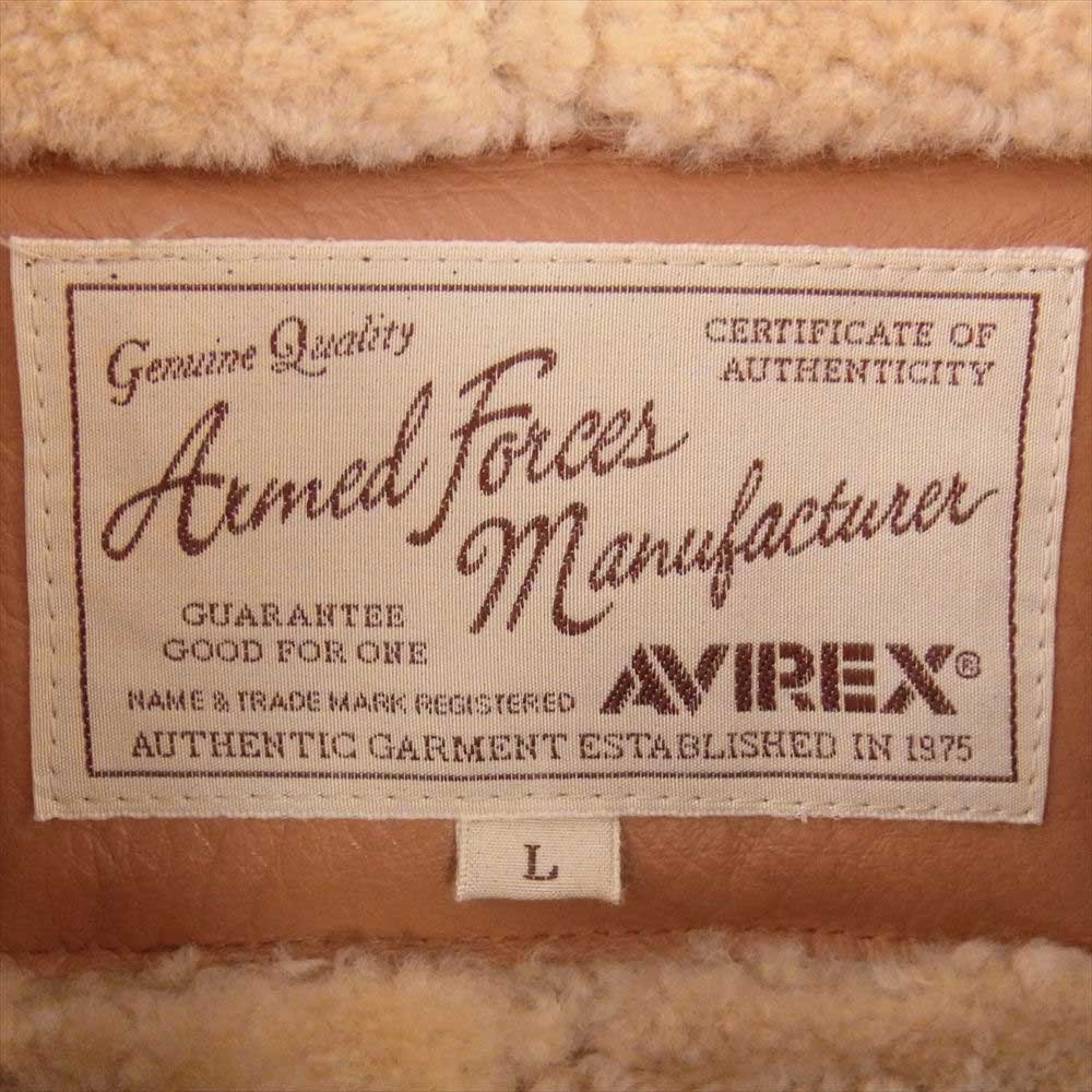 AVIREX アヴィレックス 6151117 MOUTON RIDERS JACKET ムートン ライダース ジャケット ライトブラウン系 L【中古】