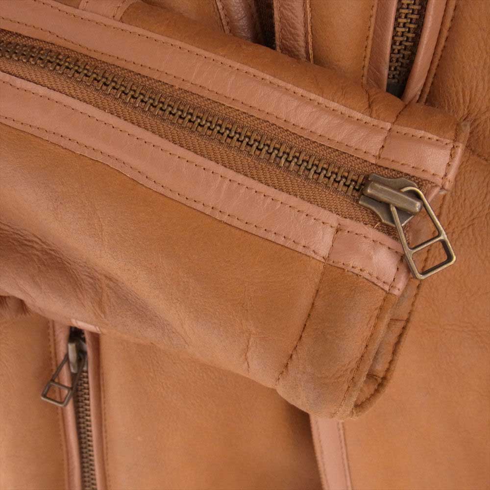 AVIREX アヴィレックス 6151117 MOUTON RIDERS JACKET ムートン ライダース ジャケット ライトブラウン系 L【中古】