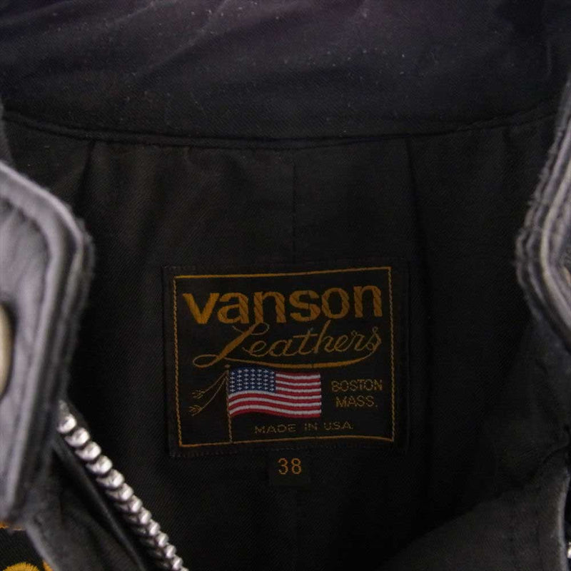 VANSON バンソン TC トム クルーズ モデル レザー ライダース ジャケット ブラック系 38【中古】
