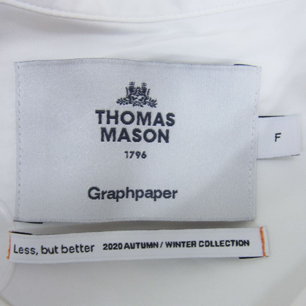 GRAPHPAPER グラフペーパー 20AW GM203-50083 THOMAS MASON OVERSISED BAND COLLAR SHIRT トーマスメイソン オーバーサイズ バンドカラー 長袖シャツ ホワイト系 F【中古】