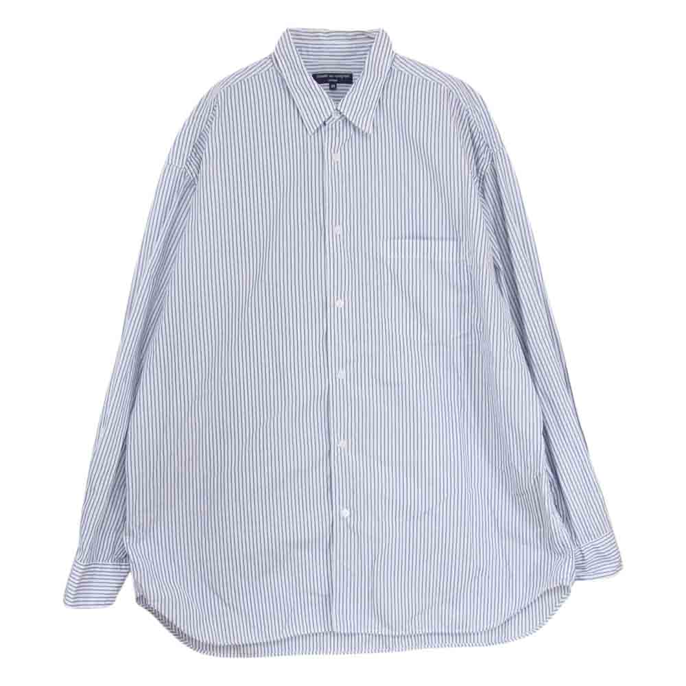 COMME des GARCONS HOMME コムデギャルソンオム 22SS HI-B006 綿ストライプ ブラウス パッカリング オーバーサイズ 長袖 シャツ ホワイト系 M【中古】