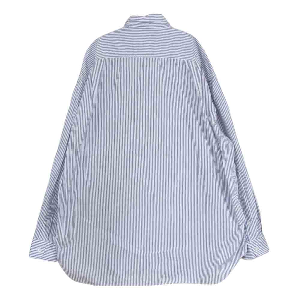 COMME des GARCONS HOMME コムデギャルソンオム 22SS HI-B006 綿ストライプ ブラウス パッカリング オーバーサイズ 長袖 シャツ ホワイト系 M【中古】