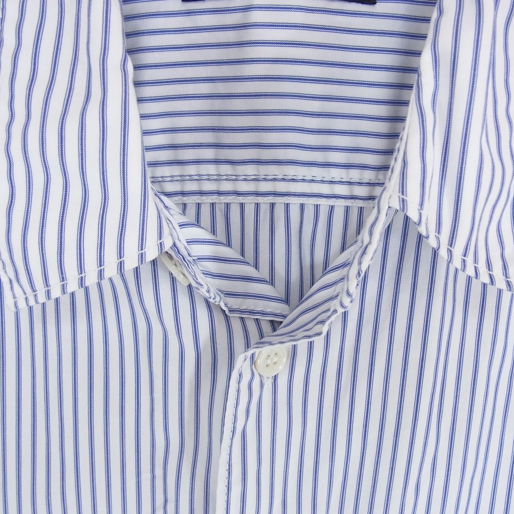 COMME des GARCONS HOMME コムデギャルソンオム 22SS HI-B006 綿ストライプ ブラウス パッカリング オーバーサイズ 長袖 シャツ ホワイト系 M【中古】