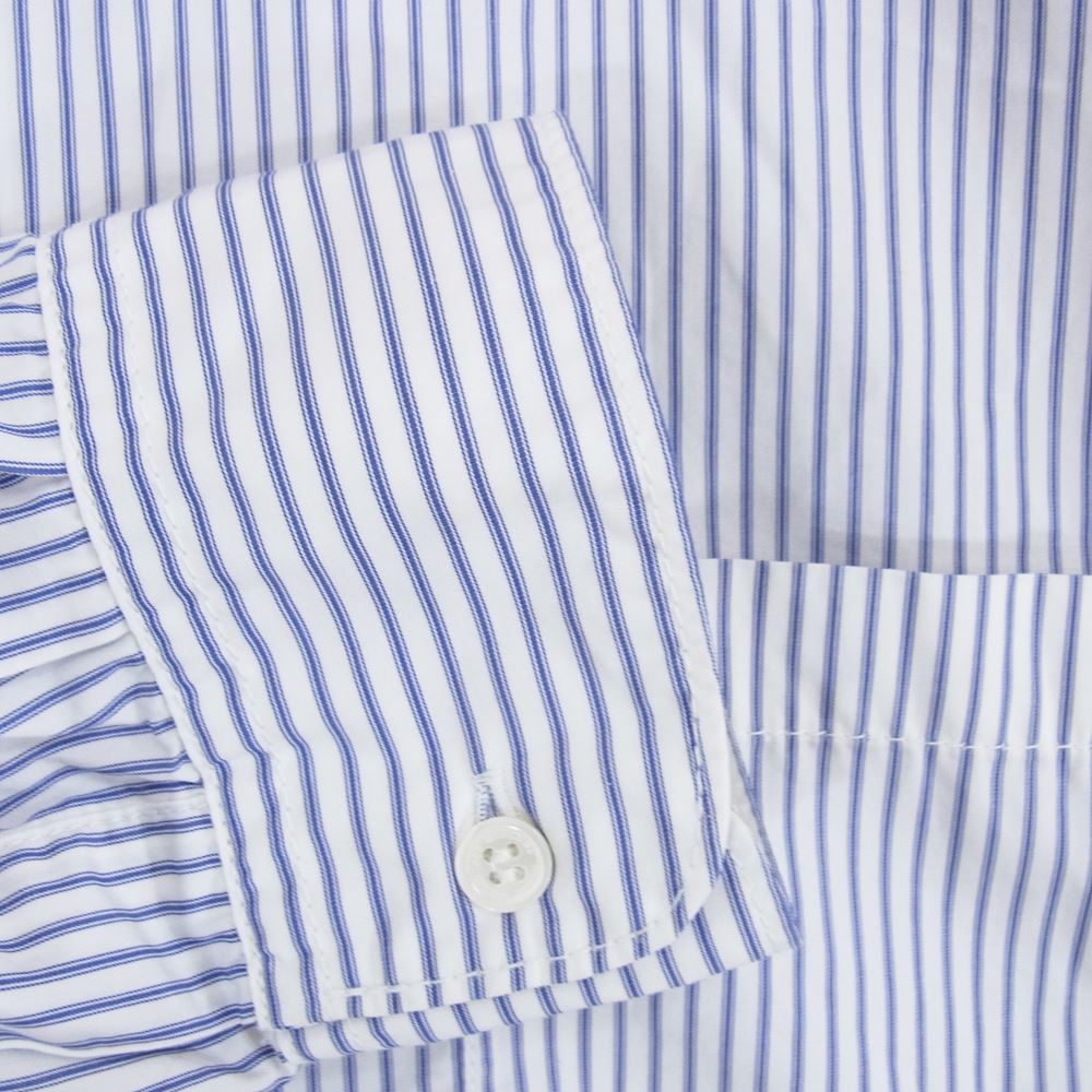 COMME des GARCONS HOMME コムデギャルソンオム 22SS HI-B006 綿ストライプ ブラウス パッカリング オーバーサイズ 長袖 シャツ ホワイト系 M【中古】