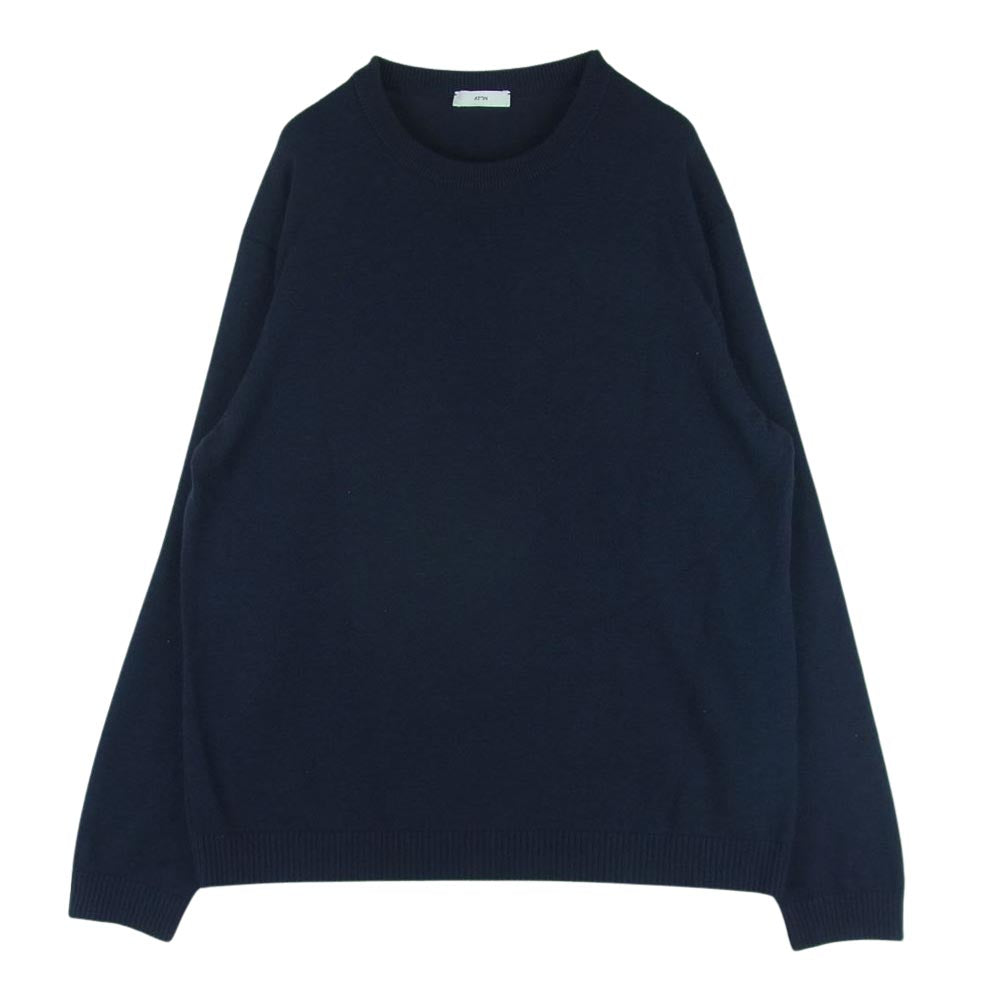 エイトン 7043321 472930 WOOL CASHMERE SILK ウール シルク カシミヤ クルーネック セーター ニット ネイビー系 06【中古】
