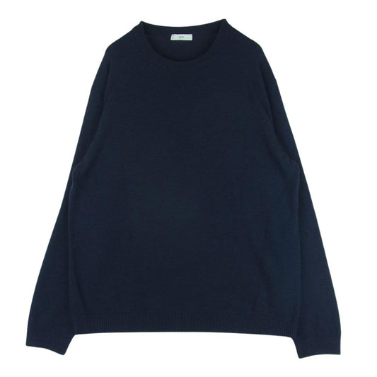 エイトン 7043321 472930 WOOL CASHMERE SILK ウール シルク カシミヤ クルーネック セーター ニット ネイビー系 06【中古】