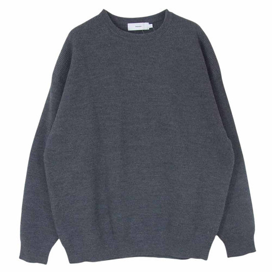 GRAPHPAPER グラフペーパー 20AW GM203-80009B High Density Crew Neck Knit 度詰めメリノウール ミドルゲージ クルーネック ニット グレー系 ２【中古】