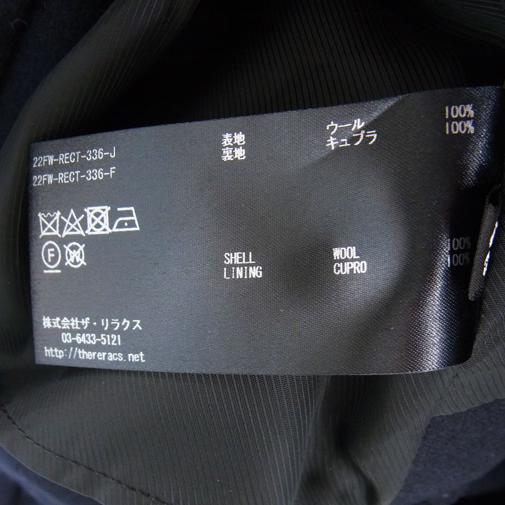 THE RERACS ザリラクス 22AW 22FW-RECT-336-J HIGH NECK COAT SUPER140 ウールメルトン ハイネック コート ダークネイビー系 48【美品】【中古】