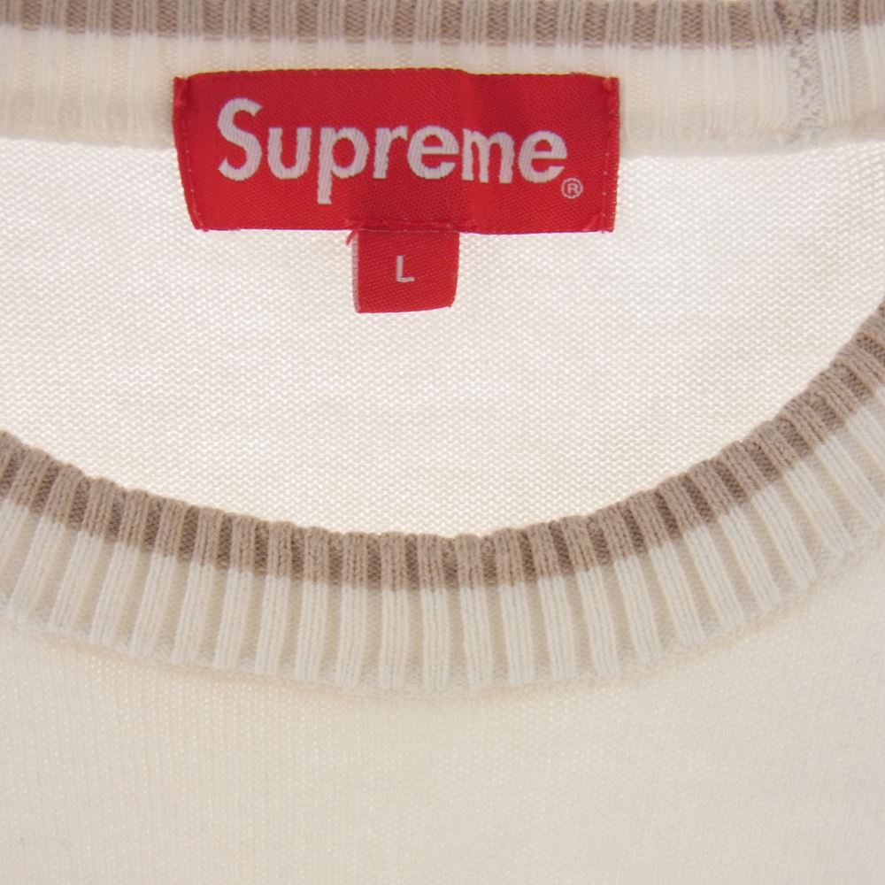 Supreme シュプリーム 20SS Chest Stripe Sweater チェスト ストライプ セーター ニット オフホワイト系 L【中古】