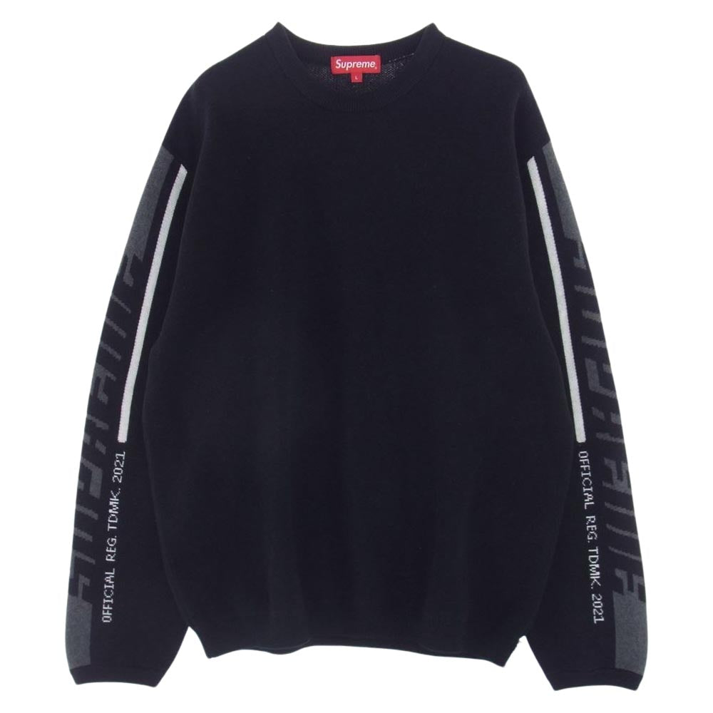 Supreme シュプリーム 21AW Sleeve Stripe Sweater スリーブ ストライプ セーター ニット ブラック系【中古】