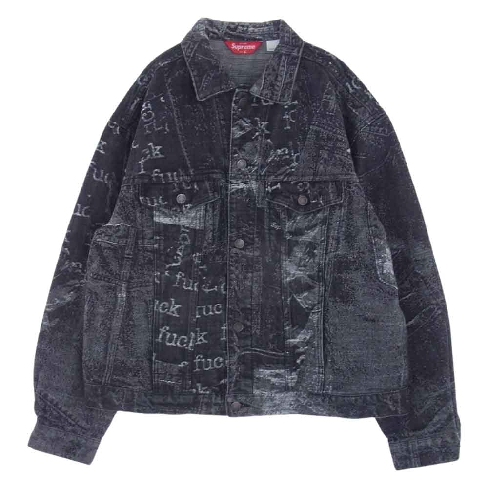 Supreme シュプリーム 23SS Archive Denim Jacquard Trucker アーカイブ デニム ジャカード トラック ジャケット ブラック系 グレー系 L【極上美品】【中古】
