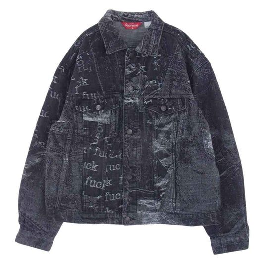 Supreme シュプリーム 23SS Archive Denim Jacquard Trucker アーカイブ デニム ジャカード トラック ジャケット ブラック系 グレー系 L【極上美品】【中古】