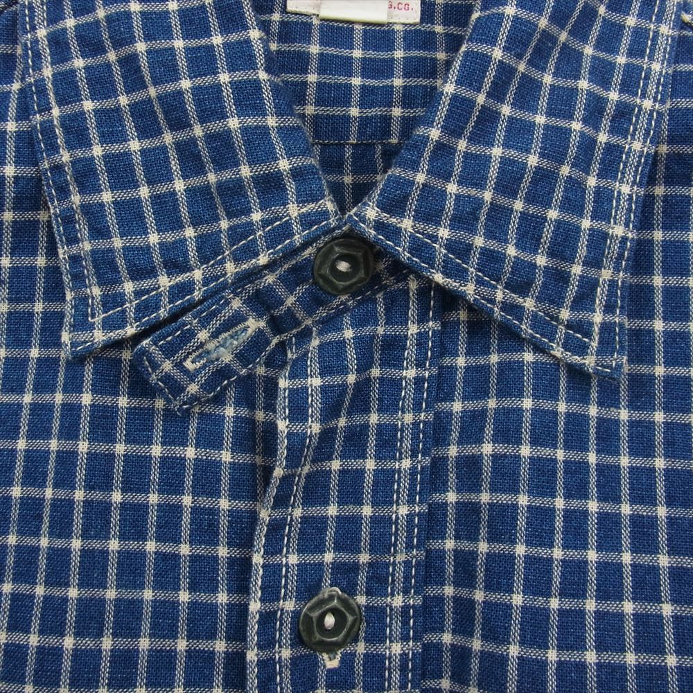 FREEWHEELERS フリーホイーラーズ NEALCASSADY チェック 長袖 シャツ ネイビー系 14【中古】