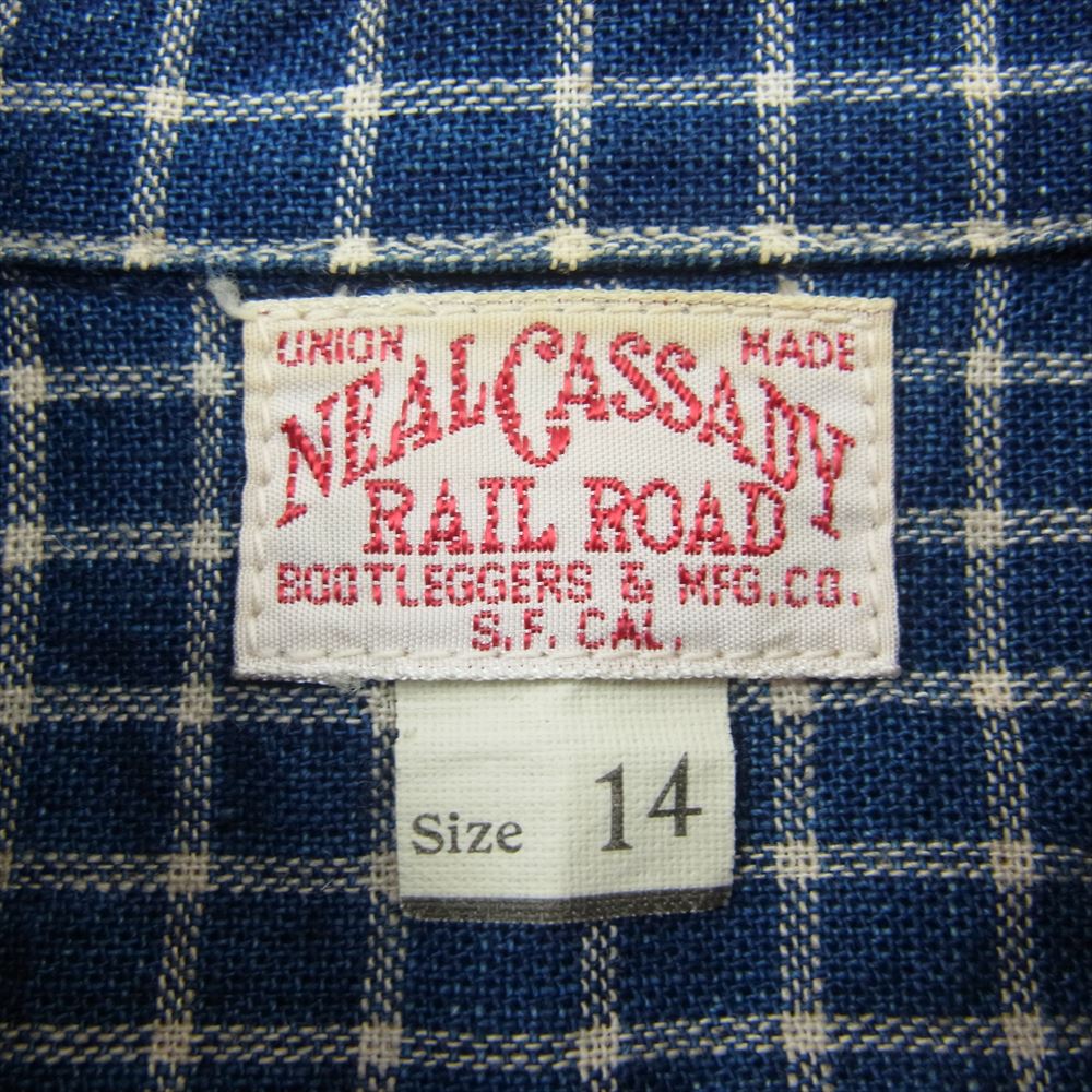 FREEWHEELERS フリーホイーラーズ NEALCASSADY チェック 長袖 シャツ ネイビー系 14【中古】