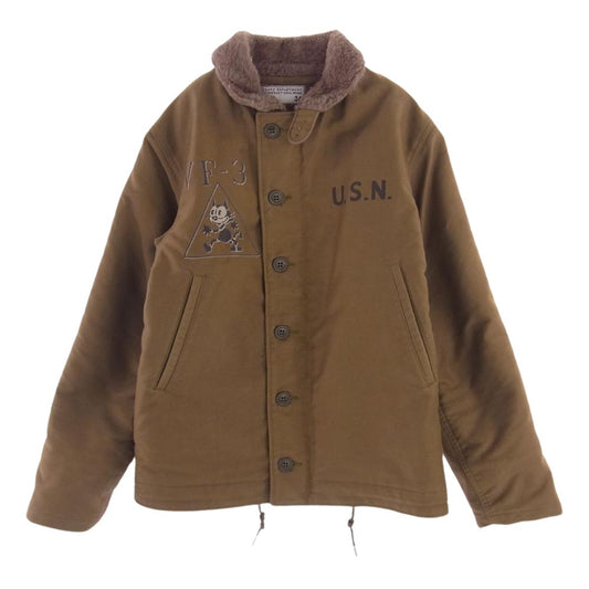 TOY'S McCOY トイズマッコイ N-1 DECK JACKET FELIX THE CAT YORK TOWN デッキ ジャケット ブラウン系 34【美品】【中古】