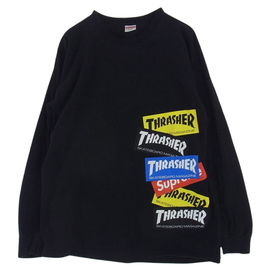 Supreme シュプリーム 21AW MULTI LOGO L/S TEE マルチ ロゴ 長袖 Ｔシャツ ブラック系 M【中古】