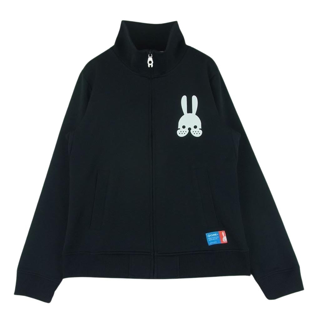 キューン バックプリント ハイネック ジャージー トラック ジャケット ポリエステル 日本製 ブラック系 1【中古】