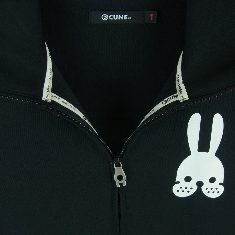 キューン バックプリント ハイネック ジャージー トラック ジャケット ポリエステル 日本製 ブラック系 1【中古】