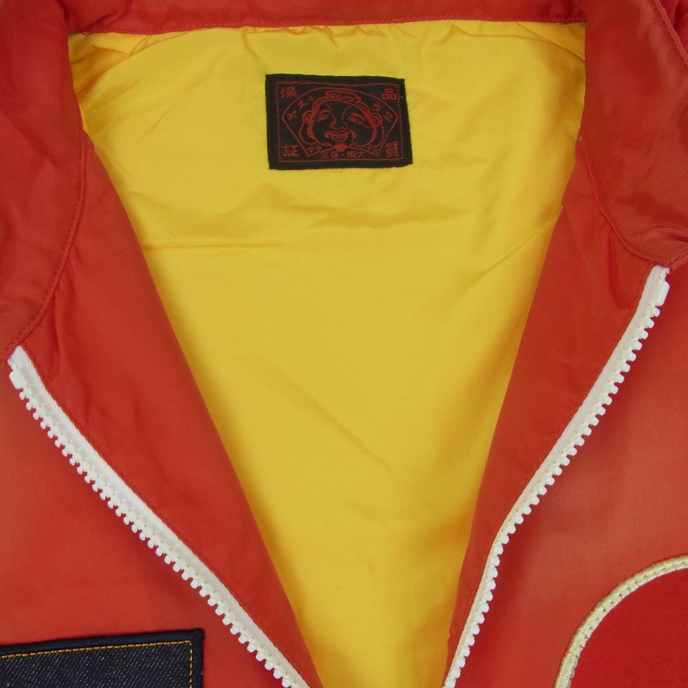 EVISU エヴィス SKATE BOARD カモメ ペイント ワッペン ナイロン ジップアップ ジャケット レッド系 40【中古】