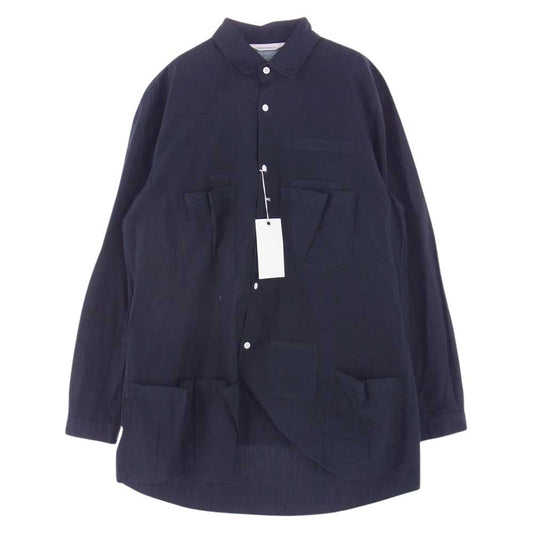 PORTER ポーター DWQOA101 DIGAWEL ディガウェル POCKET SHIRT by DIGAWEL マルチポケット 長袖 シャツ ネイビー系 2【極上美品】【中古】