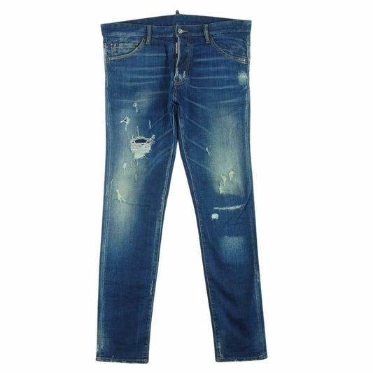 DSQUARED2 ディースクエアード S74LB0418 S30342 Cool Guy Jean クール ガイ ダメージ ストレート デニム パンツ ジーンズ インディゴブルー系 52【中古】