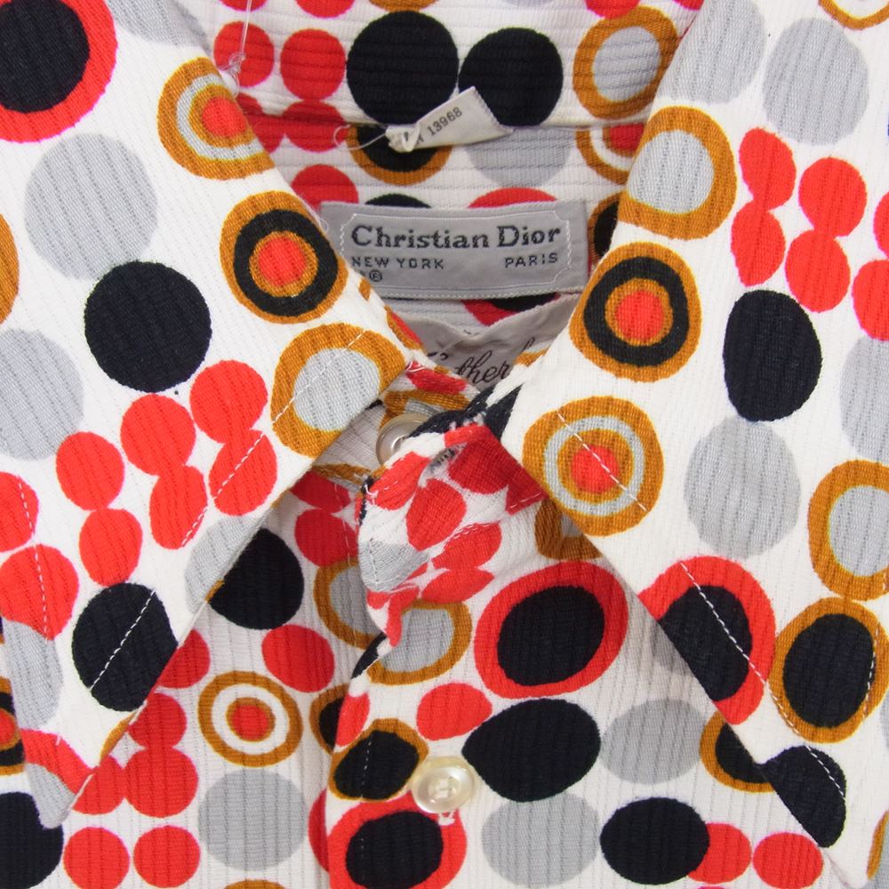 Christian Dior クリスチャンディオール RN13968 総柄 幾何学 半袖 シャツ レッド系 ホワイト系 S【中古】