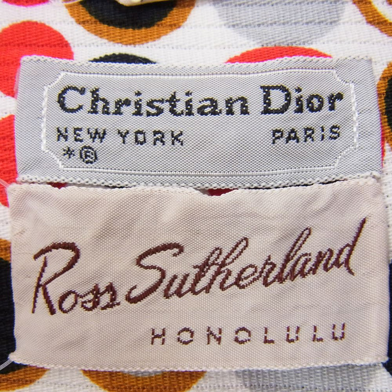 Christian Dior クリスチャンディオール RN13968 総柄 幾何学 半袖 シャツ レッド系 ホワイト系 S【中古】