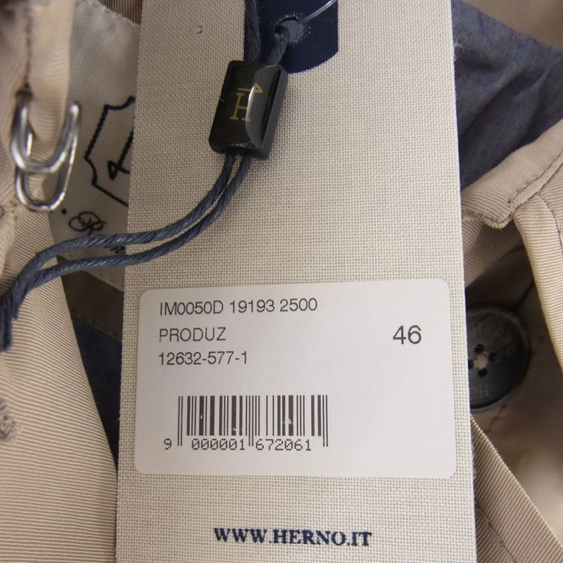 Herno ヘルノ IM0050D 19193 2500 ショート トレンチコート ハーフコート ベージュ系 46【中古】