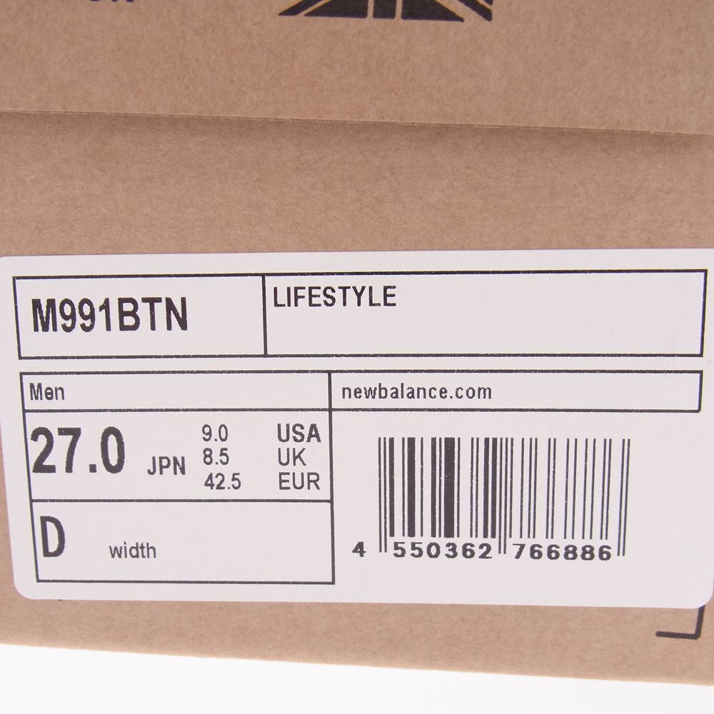 NEW BALANCE ニューバランス M991BTN 英国製 M991BTN ベージュ スニーカー ベージュ系 27cm【新古品】【未使用】【中古】