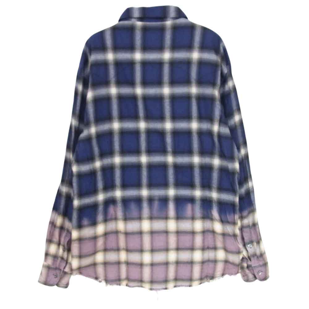 TMT ティーエムティー TSH-S2204 OMBRE PLAID C R SUNSET COLOR SHIRTS チェック グラデーション 長袖 シャツ ブルー系 L【中古】