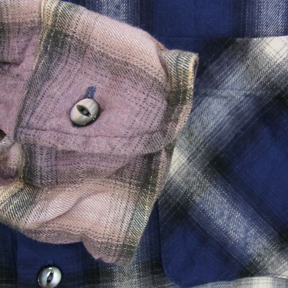 TMT ティーエムティー TSH-S2204 OMBRE PLAID C R SUNSET COLOR SHIRTS チェック グラデーション 長袖 シャツ ブルー系 L【中古】