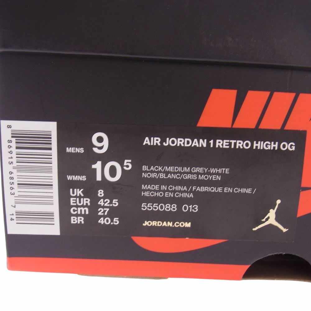 NIKE ナイキ 555088-013 AIR JORDAN 1 RETRO HIGH OG SHADOW AJ1 エアジョーダン レトロ ハイ シャドー スニーカー ブラック系 グレー系 27cm【中古】