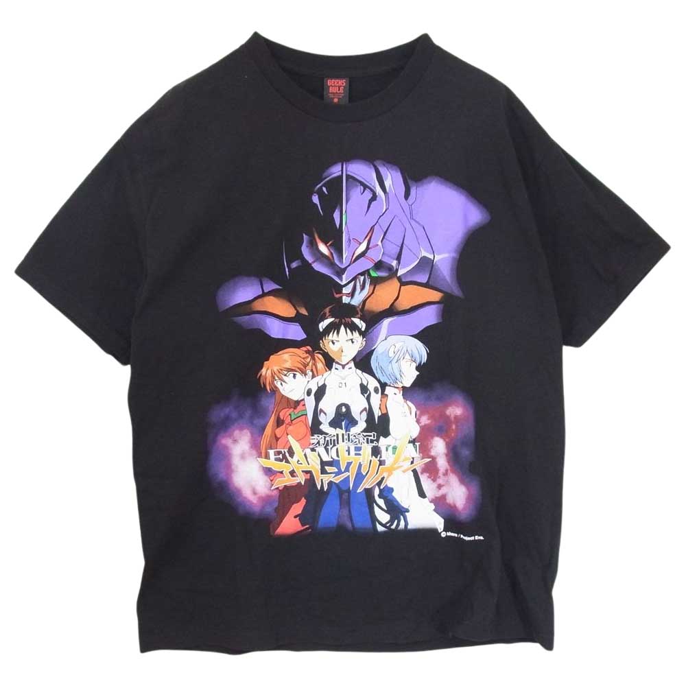 ギークスルール NEON GENESIS EVANGELION 新世紀エヴァンゲリオン 15 SILKSCREEN PRINTING T SHIRT  VOL.01 シルクスリーン プリント 半袖 Tシャツ ブラック系 XL【極上美品】【中古】