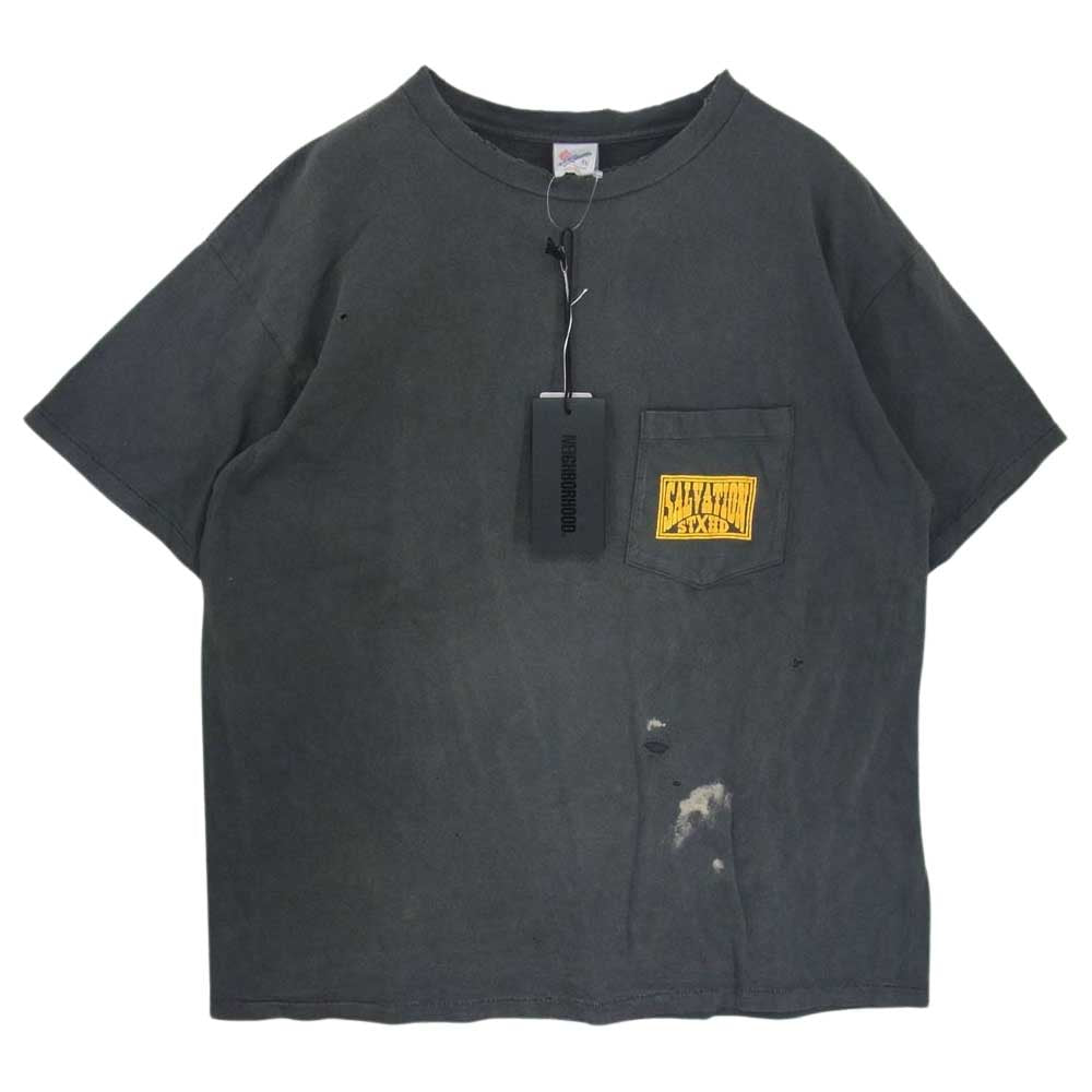 SAINT MICHAEL セントマイケル 23SS SM-S23-0000-115 × NEIGHBORHOOD ネイバーフッド S/S T-SHIRT ポケット プリント Tシャツ グレー系 XL【中古】