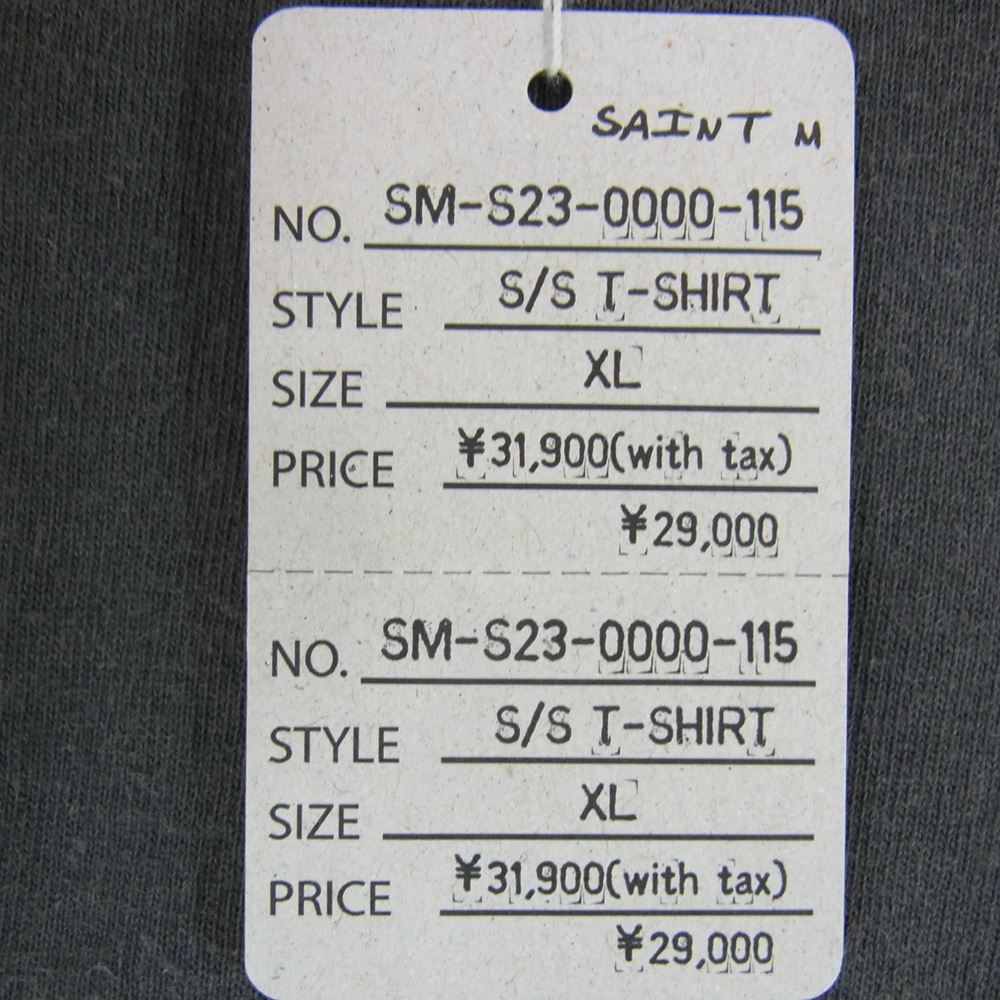 SAINT MICHAEL セントマイケル 23SS SM-S23-0000-115 × NEIGHBORHOOD ネイバーフッド S/S T-SHIRT ポケット プリント Tシャツ グレー系 XL【中古】