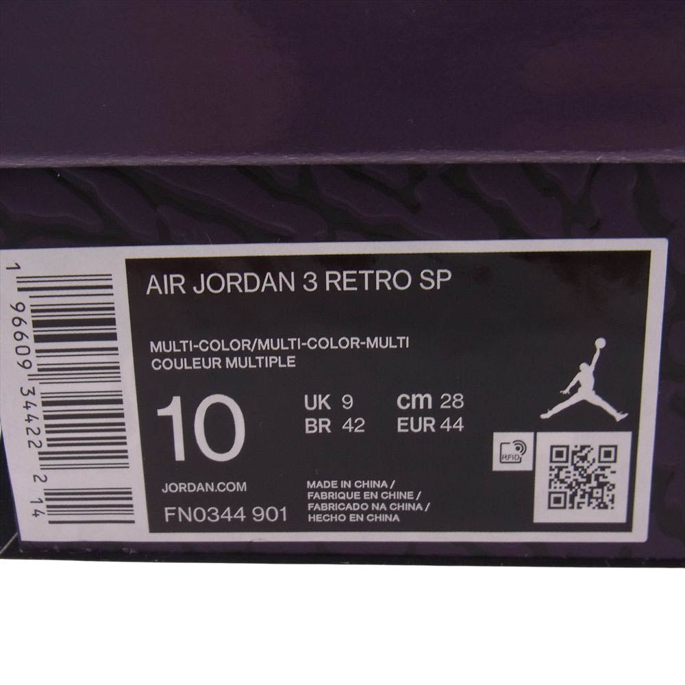 NIKE ナイキ FN0344-901 AIR JORDAN 3 AJ3 RETRO"Medell?n Sunset" エアジョーダン J・バルヴィン サンセット スニーカー オフホワイト系 28cm【極上美品】【中古】