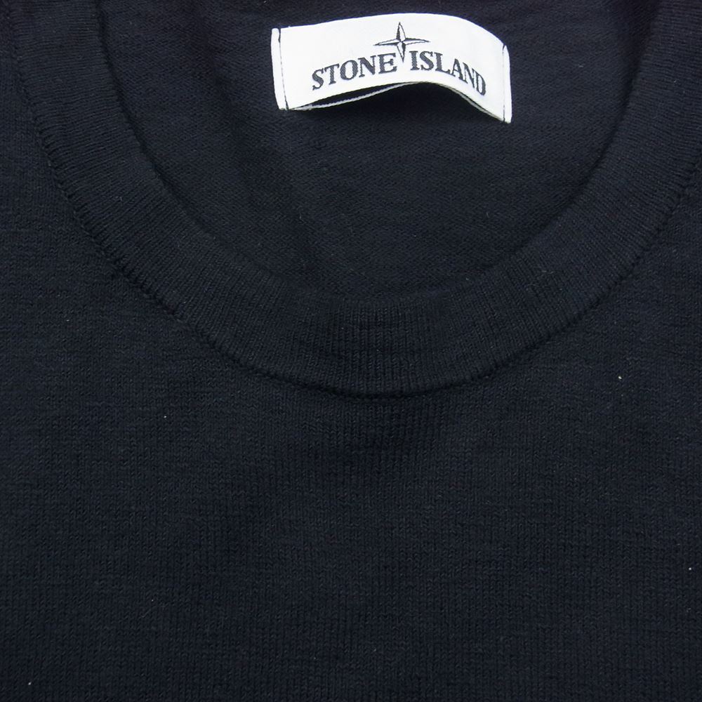 STONE ISLAND ストーンアイランド 7615502B0 ROUND NECK KNITS ラウンド ネック ニット ワッペン ロゴ セーター ブラック系 XL【中古】