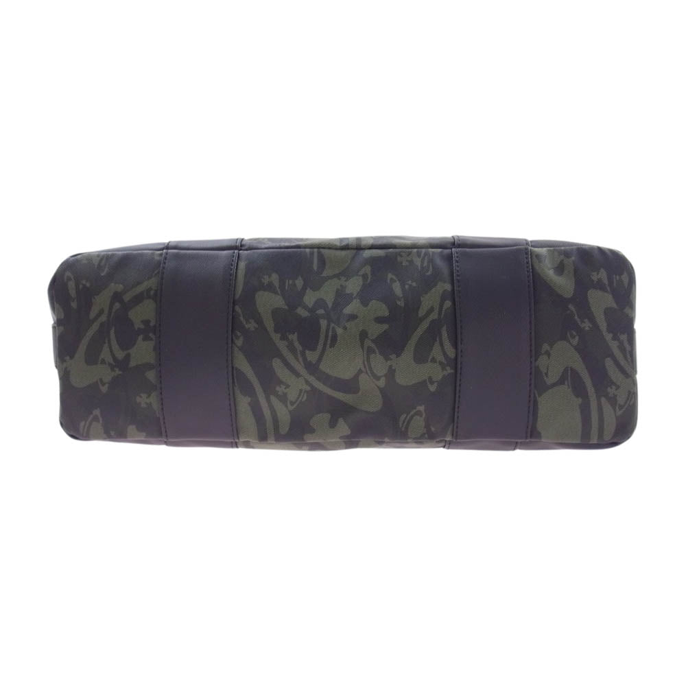 Vivienne Westwood ヴィヴィアンウエストウッド VWB724 Camouflage Unisex A4 Totes オーブ ロゴ カモフラージュ ユニセックス トート バッグ ブラック系 モスグリーン系【美品】【中古】