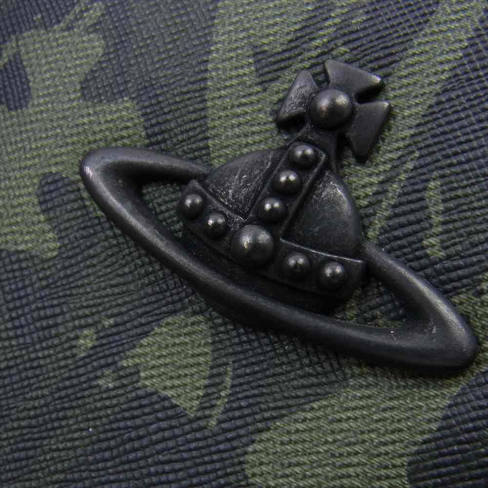 Vivienne Westwood ヴィヴィアンウエストウッド VWB724 Camouflage Unisex A4 Totes オーブ ロゴ カモフラージュ ユニセックス トート バッグ ブラック系 モスグリーン系【美品】【中古】