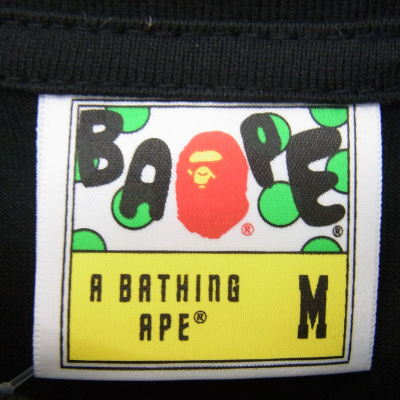 A BATHING APE アベイシングエイプ ロゴ プリント 長袖 Tシャツ ブラック系 M【中古】