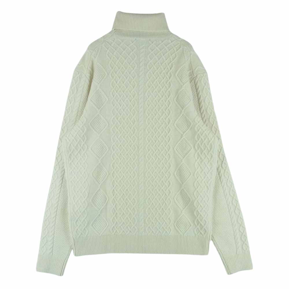 ハケットロンドン ウール カシミヤ混 ケーブル タートル ニット セーター オフホワイト系 L【美品】【中古】