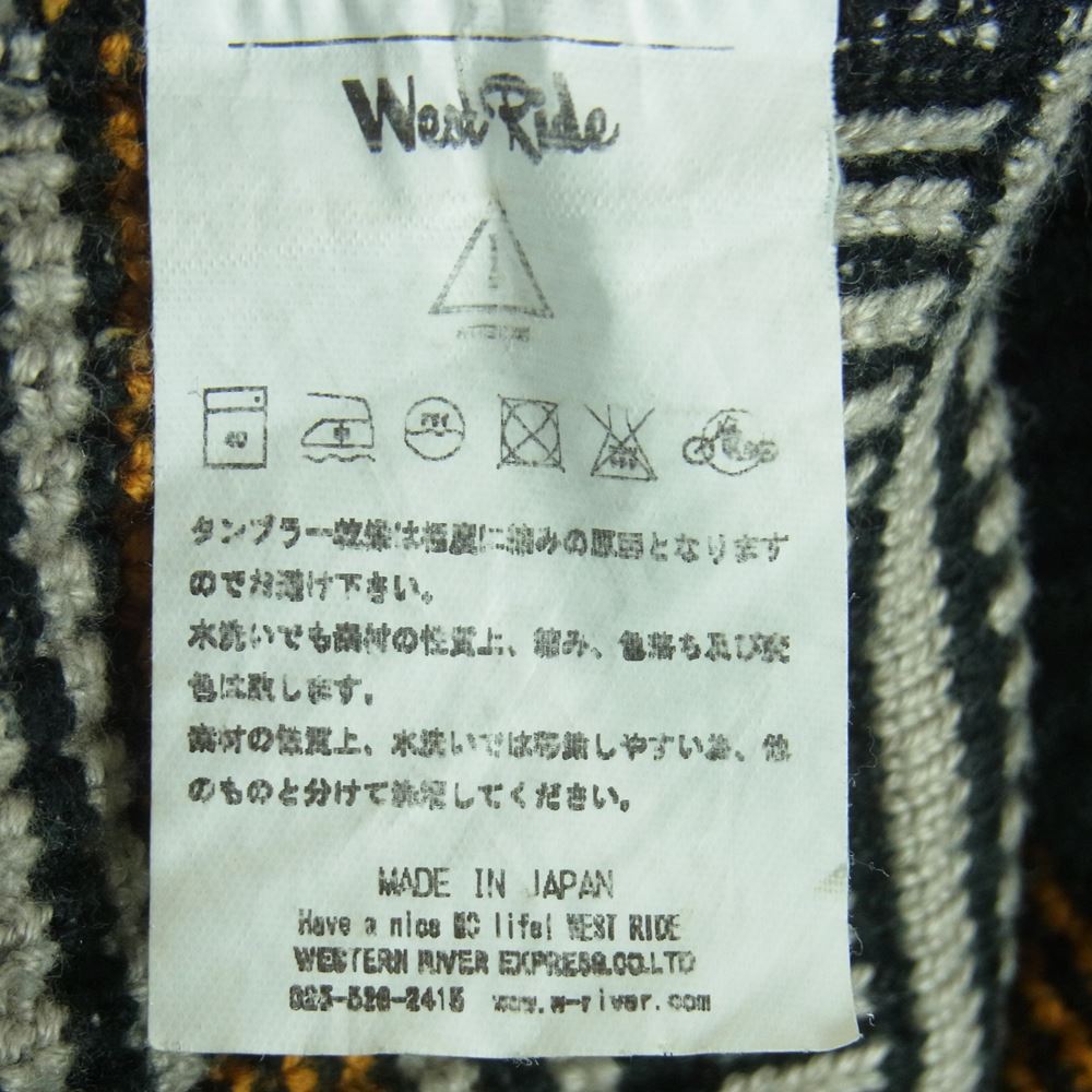 ウエストライド ボーダー ニット コットン アクリル 日本製 グレー系 ブラック系 40【中古】