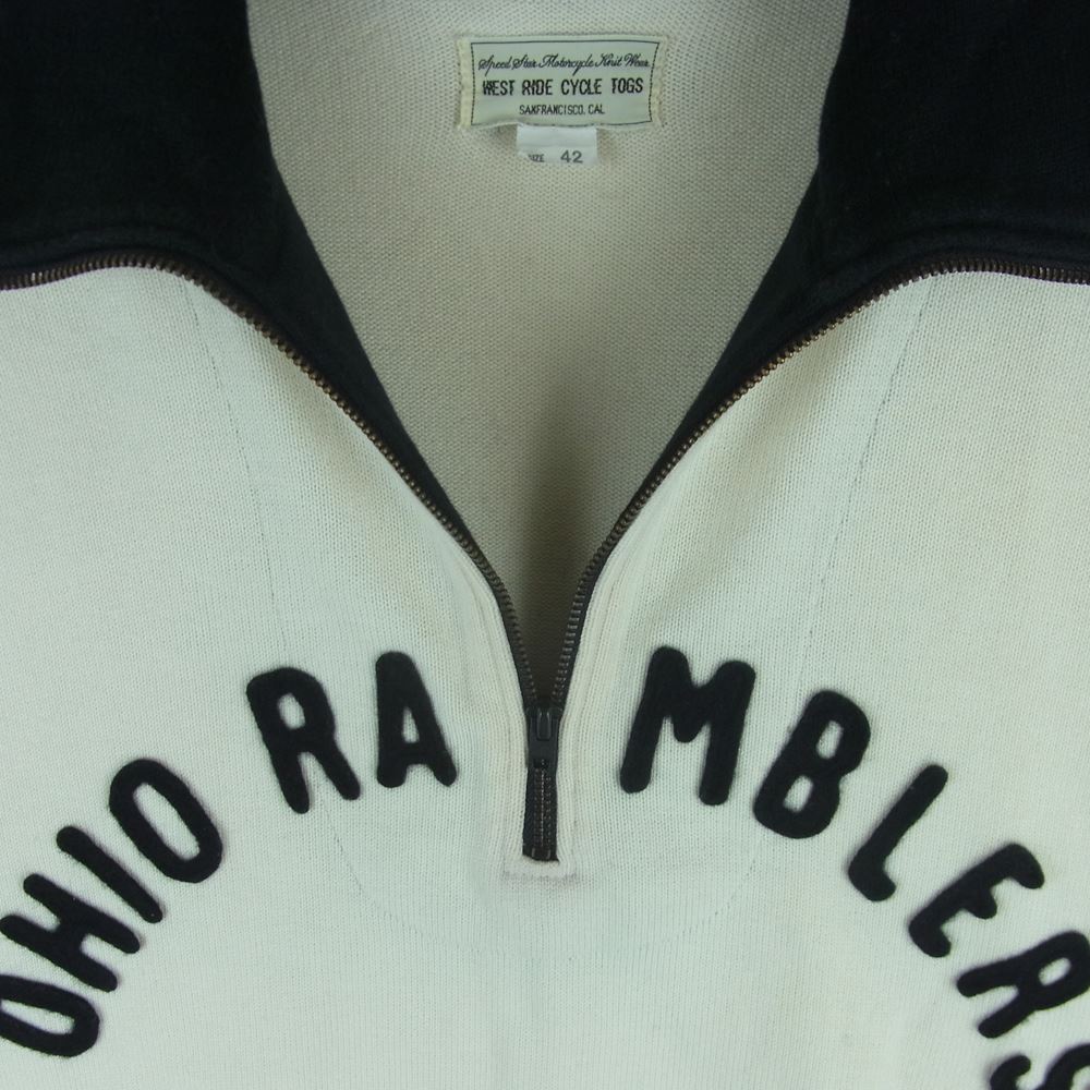 ウエストライド OHIO RAMBLERS ハーフジップ ニット 日本製 オフホワイト系 ブラック系 42【中古】