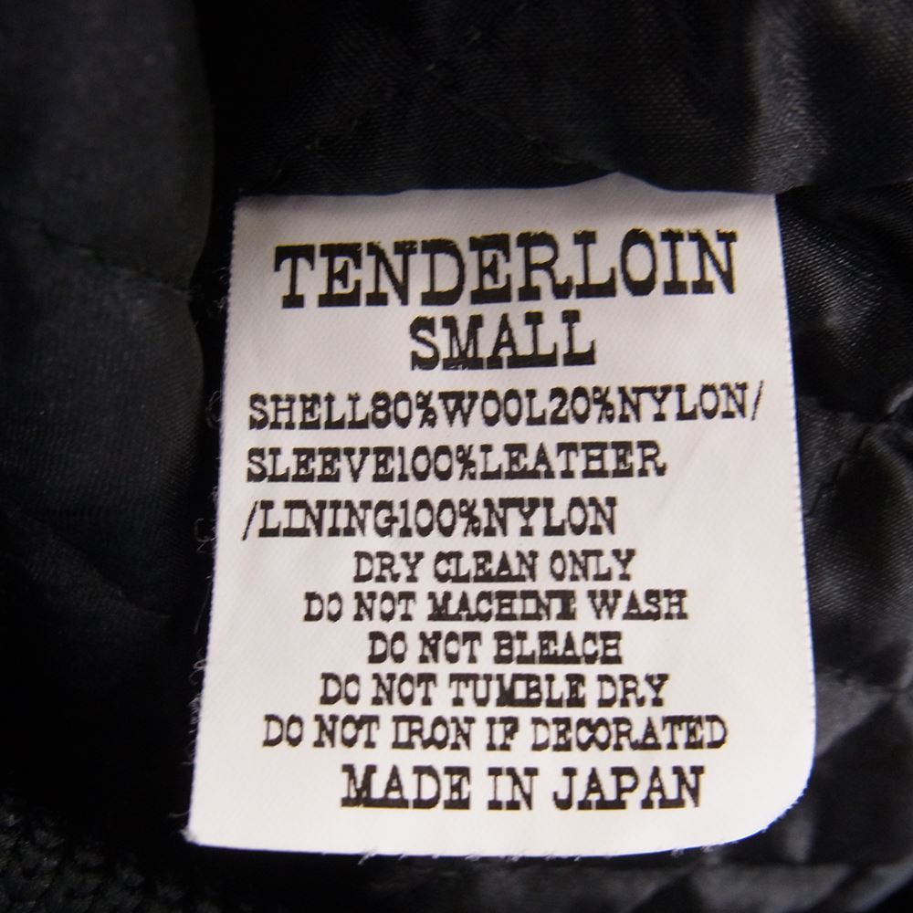 TENDERLOIN テンダーロイン T-VERSITY JKT 刺繍ロゴ 裏地キルティング 袖レザー スタジャン ブラック系 ワインレッド系 S【中古】
