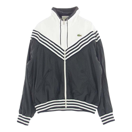LACOSTE ラコステ CHEMISE シュミーズ ロゴワッペン ワニ刺繍 フルジップハイネック トラックジャケット ブラック系 ホワイト系 180/4【中古】