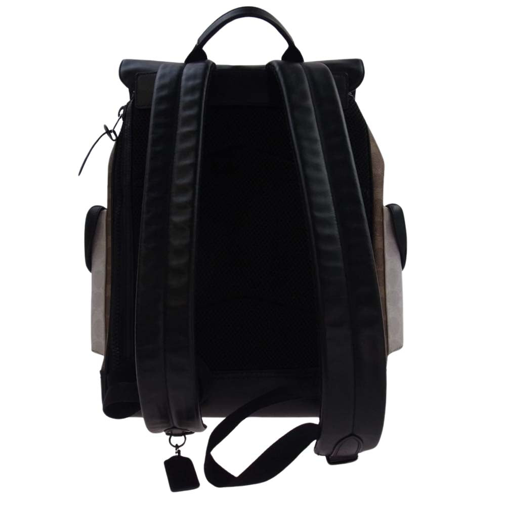 COACH コーチ 5091 シグネチャー レザー リュック バックパック ブラック系【中古】